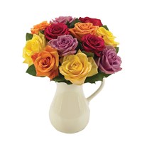 Classic multi-colored roses in a pitcher (BF132-11KM)
